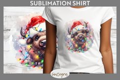 Christmas Bison v4 Entangled in Lights T-shirt Sublimation Product Image 1