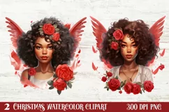 Christmas Black Angel Clipart, Christmas Angel Clipart Product Image 1