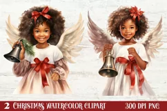Christmas Black Angel Clipart, Christmas Angel Clipart Product Image 1