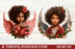 Christmas Black Angel Clipart, Christmas Angel Clipart Product Image 1