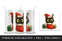 Christmas black cat tumbler mug wrap clipart sublimation png Product Image 4