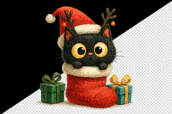 Christmas black cat tumbler mug wrap clipart sublimation png Product Image 2
