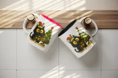 Christmas black cat tumbler mug wrap clipart sublimation png Product Image 3