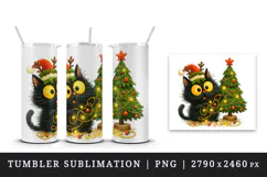 Christmas black cat tumbler mug wrap clipart sublimation png Product Image 4