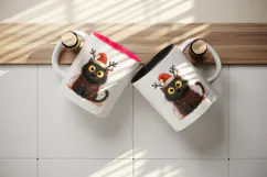 Christmas black cat tumbler mug wrap clipart sublimation png Product Image 3