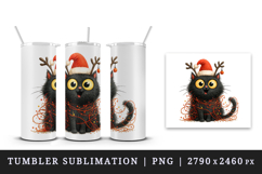 Christmas black cat tumbler mug wrap clipart sublimation png Product Image 4