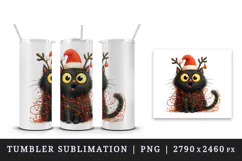 Christmas black cat tumbler mug wrap clipart sublimation png Product Image 4