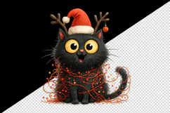 Christmas black cat tumbler mug wrap clipart sublimation png Product Image 2