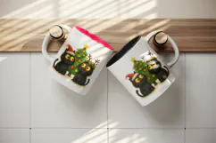 Christmas black cat tumbler mug wrap clipart sublimation png Product Image 3