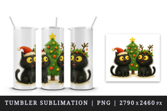 Christmas black cat tumbler mug wrap clipart sublimation png Product Image 4