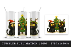 Christmas black cat tumbler mug wrap clipart sublimation png Product Image 4