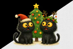 Christmas black cat tumbler mug wrap clipart sublimation png Product Image 2