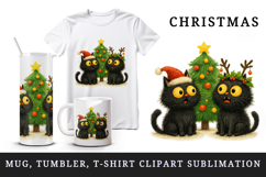 Christmas black cat tumbler mug wrap clipart sublimation png Product Image 1