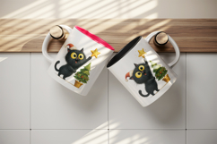 Christmas black cat tumbler mug wrap clipart sublimation png Product Image 3