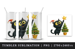 Christmas black cat tumbler mug wrap clipart sublimation png Product Image 4