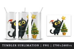 Christmas black cat tumbler mug wrap clipart sublimation png Product Image 4
