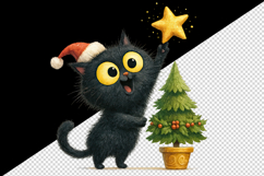 Christmas black cat tumbler mug wrap clipart sublimation png Product Image 2