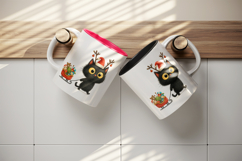 Christmas black cat tumbler mug wrap clipart sublimation png Product Image 3