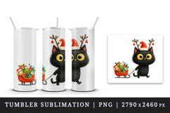 Christmas black cat tumbler mug wrap clipart sublimation png Product Image 4