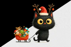 Christmas black cat tumbler mug wrap clipart sublimation png Product Image 2