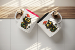 Christmas black cat tumbler mug wrap clipart sublimation png Product Image 3