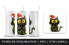 Christmas black cat tumbler mug wrap clipart sublimation png Product Image 4