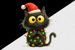 Christmas black cat tumbler mug wrap clipart sublimation png Product Image 2