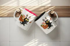 Christmas black cat tumbler mug wrap clipart sublimation png Product Image 3
