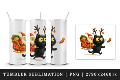 Christmas black cat tumbler mug wrap clipart sublimation png Product Image 4