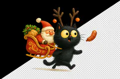 Christmas black cat tumbler mug wrap clipart sublimation png Product Image 2