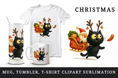 Christmas black cat tumbler mug wrap clipart sublimation png Product Image 1