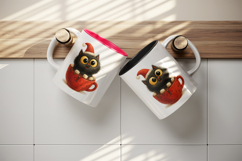 Christmas black cat tumbler mug wrap clipart sublimation png Product Image 3