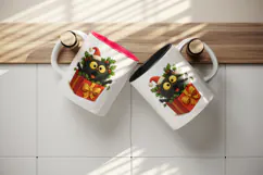 Christmas black cat tumbler mug wrap clipart sublimation png Product Image 3