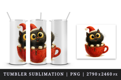 Christmas black cat tumbler mug wrap clipart sublimation png Product Image 4