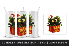 Christmas black cat tumbler mug wrap clipart sublimation png Product Image 4