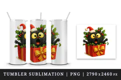 Christmas black cat tumbler mug wrap clipart sublimation png Product Image 4