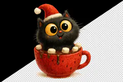 Christmas black cat tumbler mug wrap clipart sublimation png Product Image 2