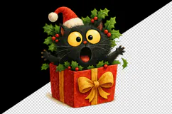 Christmas black cat tumbler mug wrap clipart sublimation png Product Image 2
