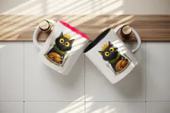 Christmas black cat tumbler mug wrap clipart sublimation png Product Image 3