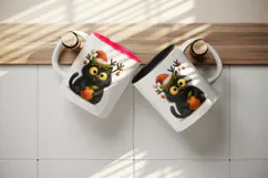 Christmas black cat tumbler mug wrap clipart sublimation png Product Image 3