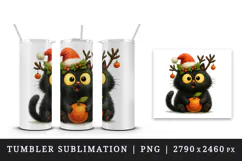 Christmas black cat tumbler mug wrap clipart sublimation png Product Image 4