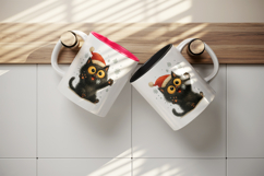 Christmas black cat tumbler mug wrap clipart sublimation png Product Image 3