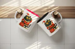Christmas black cat tumbler mug wrap clipart sublimation png Product Image 3