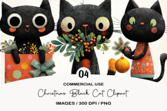 Christmas Black Cat Clipart Product Image 1
