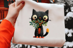Christmas Black Cat Clipart Product Image 2