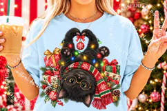Christmas Black Cat Heart Paws Love PNG, Trending Christmas Product Image 2