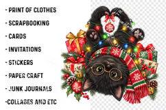 Christmas Black Cat Heart Paws Love PNG, Trending Christmas Product Image 3