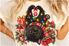 Christmas Black Cat Heart Paws Love PNG, Trending Christmas Product Image 5
