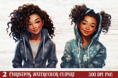 Christmas Black Girl Clipart, Christmas Girl Clipart Product Image 1