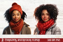 Christmas Black Girl Clipart, Christmas Girl Clipart Product Image 1